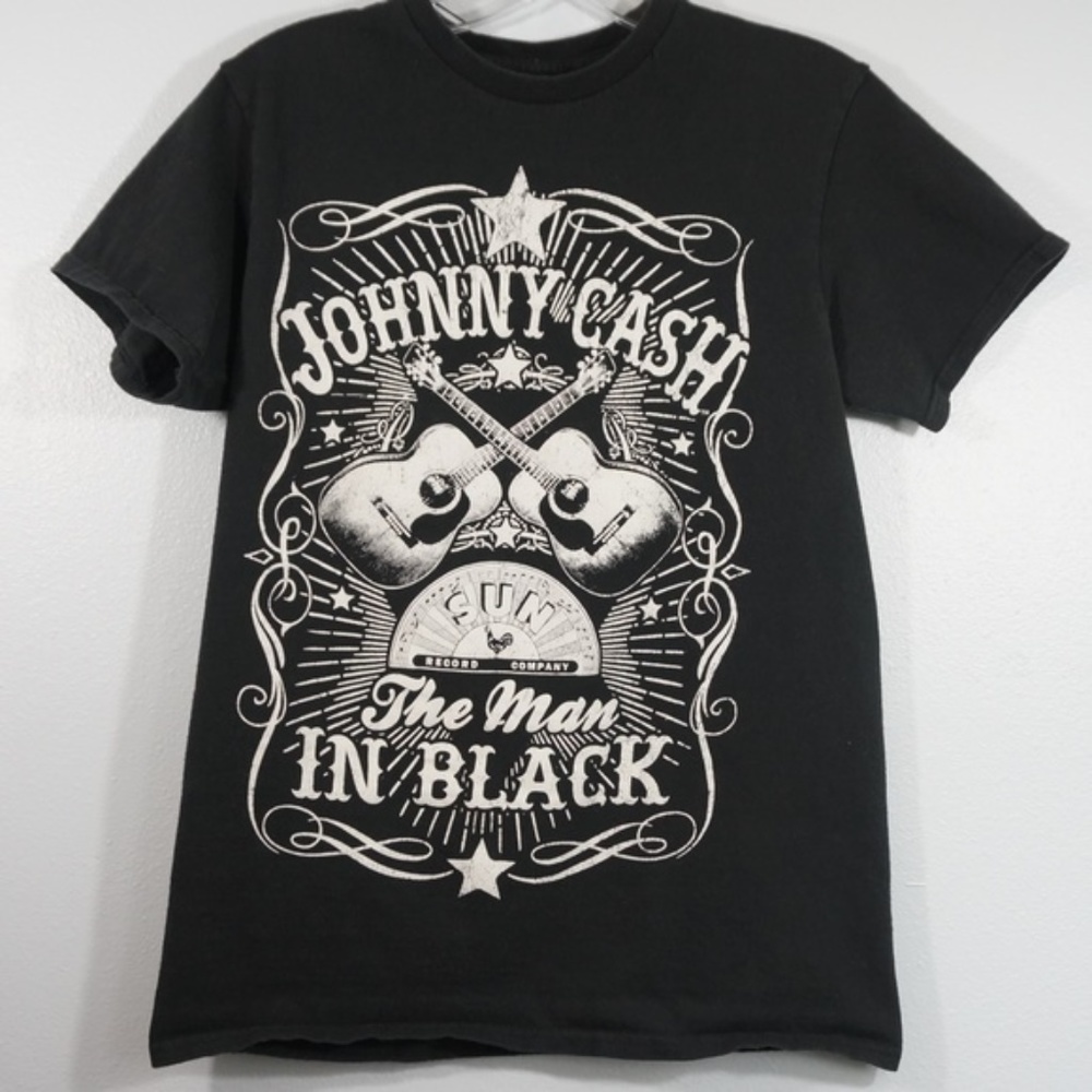 Johnny Cash Man In Black Band Tee Size Small
